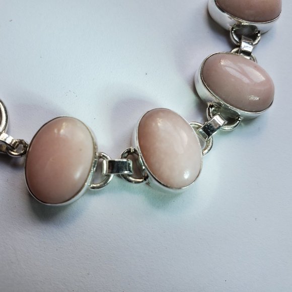 PINK  OPAL  STERLING  SILVER  BRACELET - Picture 9 of 10
